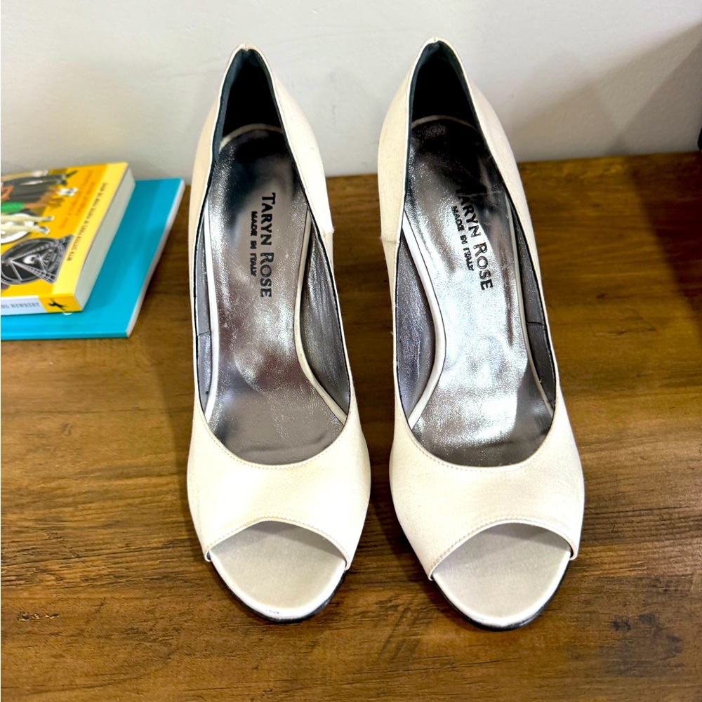 Taryn Rose Ivory Peep Toe Pumps